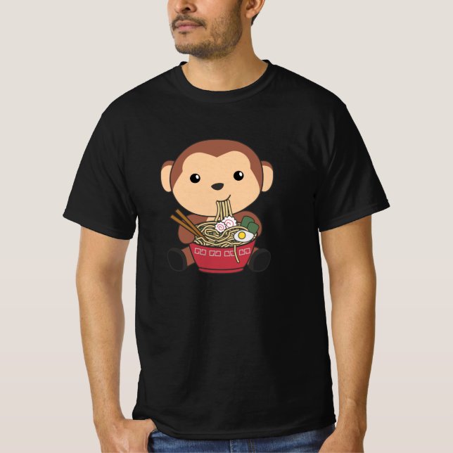 Camiseta Ramen Noodles Japoneses Dulce Mono come Ramen (Anverso)