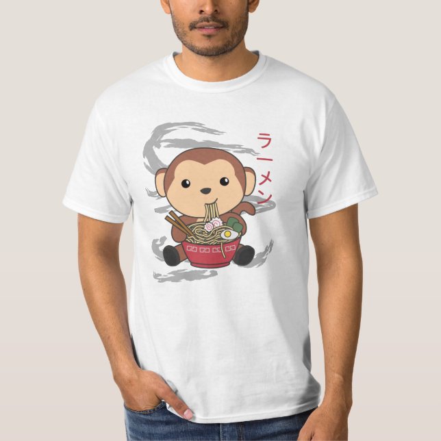 Camiseta Ramen Noodles Japoneses Dulce Mono come Ramen (Anverso)