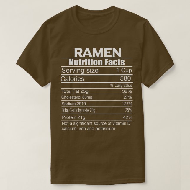 Camiseta Ramen Nutrition facts Asian Korean Japanese Noodle (Diseño del anverso)