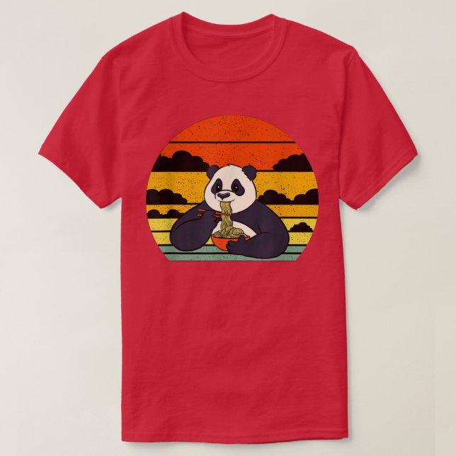 Camiseta Ramen Panda Comer fideos Graciosos De Anime Cuato (Diseño del anverso)