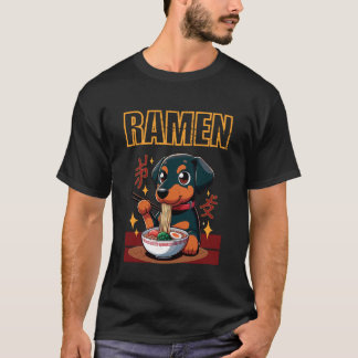 Camiseta Ramen - Perro lindo comiendo Ramen