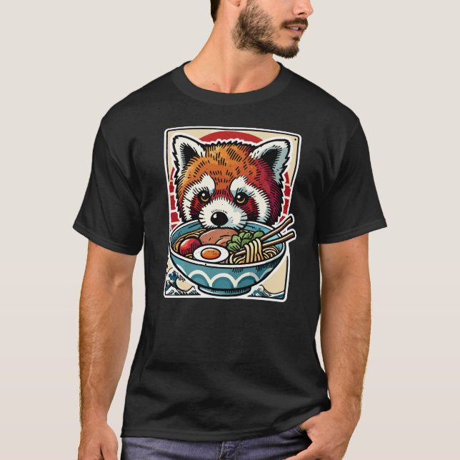 Camiseta Ramen Red Panda Funny Japonés Kawaii Panda Anime (Anverso)