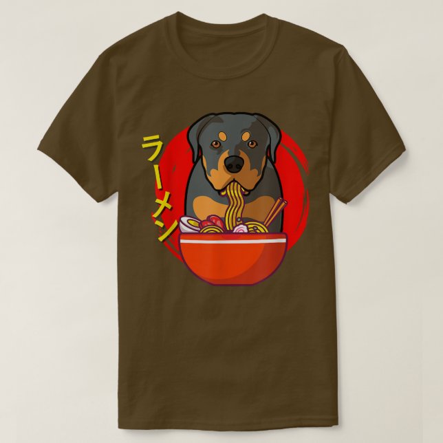 Camiseta Ramen Rottweiler Dog Kawaii Japonés Ramen Noodle (Diseño del anverso)