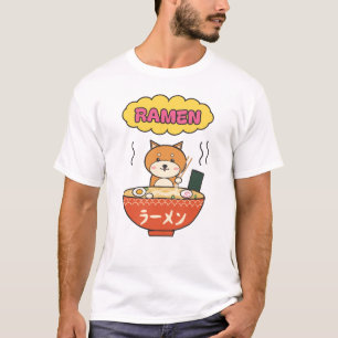 Camiseta Ramen Shiba Inu Lindo Kawaii Fideos Japoneses