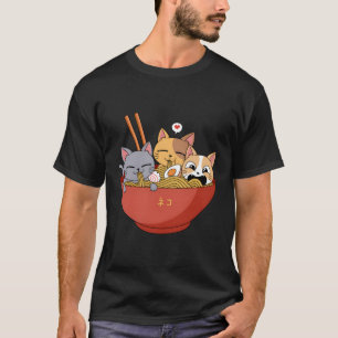 Camiseta Ramen Shirt Chibi Cat T Shirt Japanese Kawaii Anim