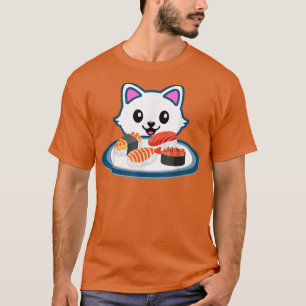 Camiseta Ramen Tee Sushi Cat Anime Figura Senpai Japonés N
