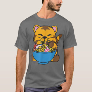 Camiseta Ramen Tiger Kawaii Estilo Anime Comida Japonesa