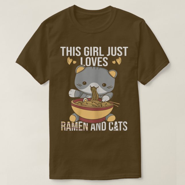 Camiseta Ramen y gatos - a este chica le encantan los ramal (Diseño del anverso)