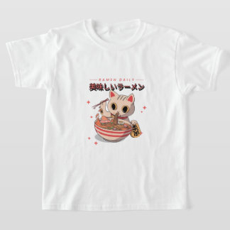 Camiseta Ramen y gatos afortunados