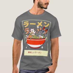 Camiseta Ramen Y Gatos Comen Fideos Japoneses Anime Kawai