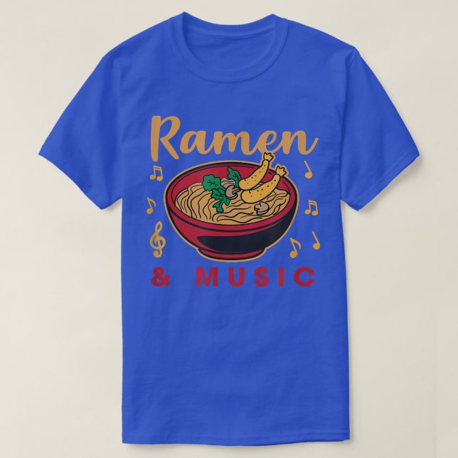Camiseta Ramen y Music Notes: Comida japonesa para músicos  (Diseño del anverso)