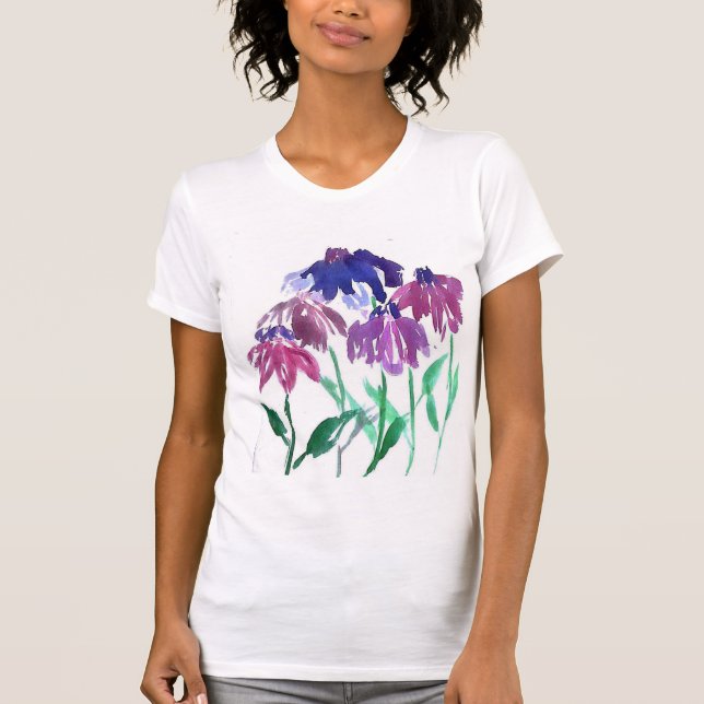 Camiseta ramo de Borgoña de la flor de la acuarela (Anverso)
