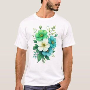 Camiseta Ramo de Flores Blancas y Azules-57453