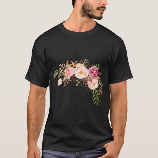 Camiseta Ramo de flores de acuarela romántica (Anverso)