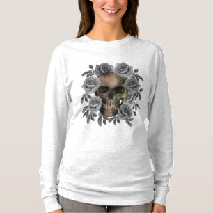 CAMISETA RAMO DE FLORES DE CALAVERA NEGRO Y BLANCO