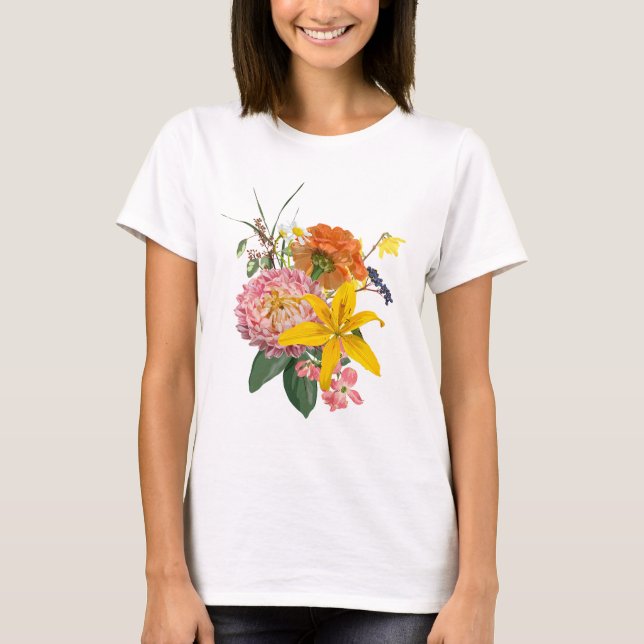 Camiseta Ramo de flores de jardín. (Anverso)