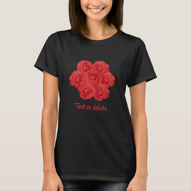 Camiseta Ramo de flores de rosa roja personalizado (Anverso)