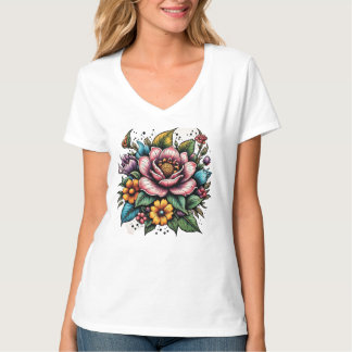 Camiseta Ramo de flores multicolores