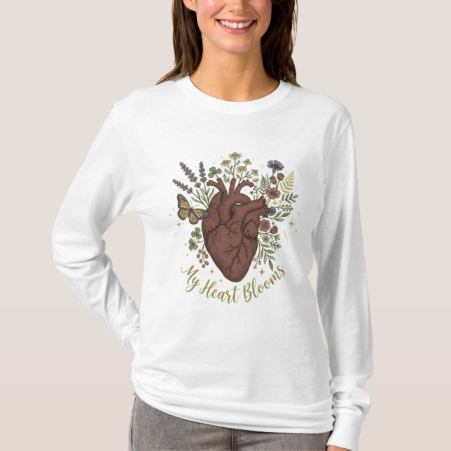 Camiseta Ramo de flores silvestres de corazón anatómico Est (Anverso)