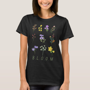 Camiseta ramo de flores silvestres minimalista vintage flor