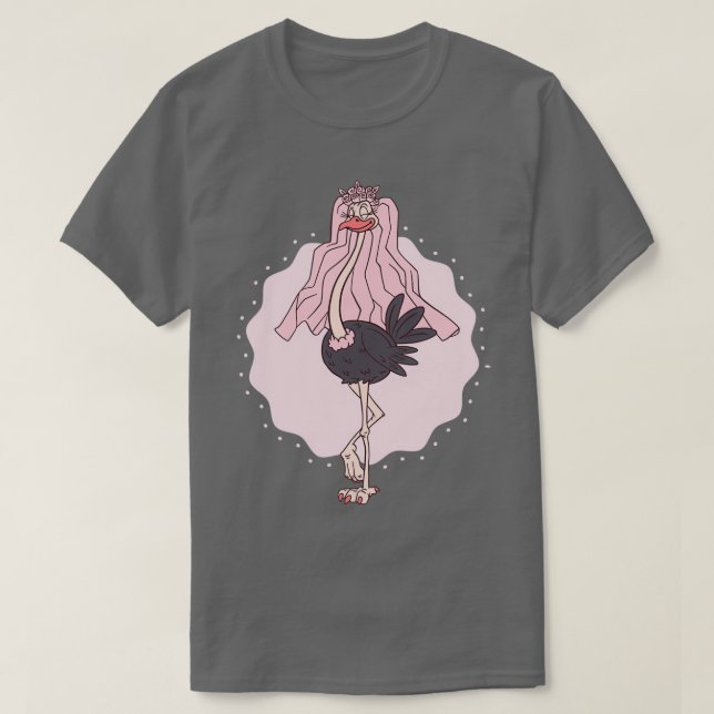 Camiseta Ramo de novia de avestruz de boda novia (Diseño del anverso)