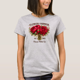Camiseta Ramo de peonía vintage para agricultores de flores