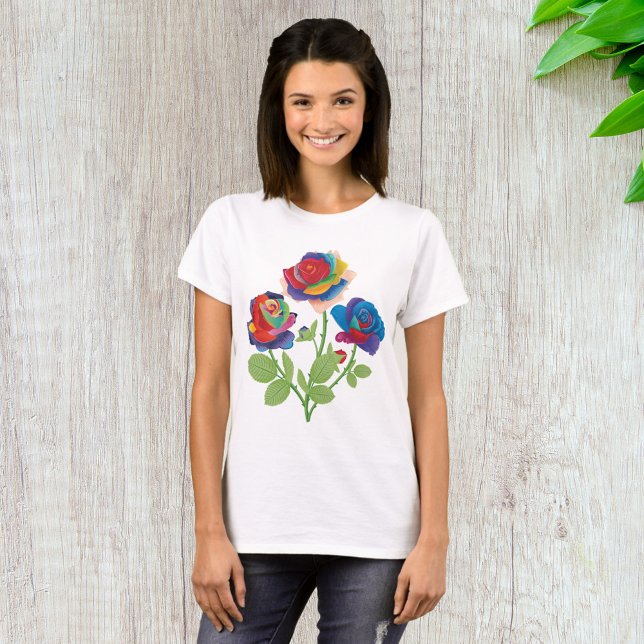 Camiseta Ramo de Rosas Arcoíris Pop Art Floral (Subido por el creador)