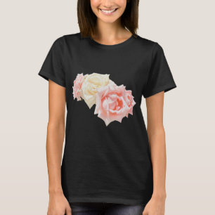 Camiseta Ramo de rosas elegantes rosa y crema Mujer básico