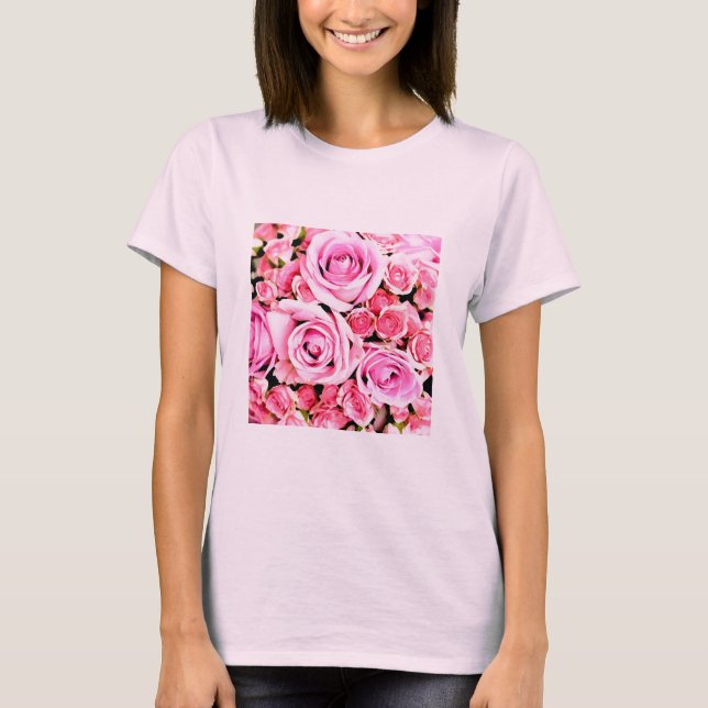 Camiseta Ramo de rosas rosadas (Anverso)