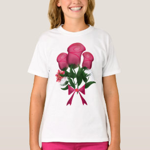 Camiseta Ramo de rosas rosadas con cinta floral