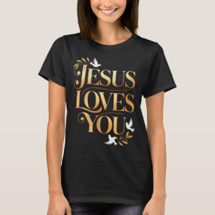Camiseta Ramo Elegante De Paloma Y Olivo De Jesús Te Ama Ch