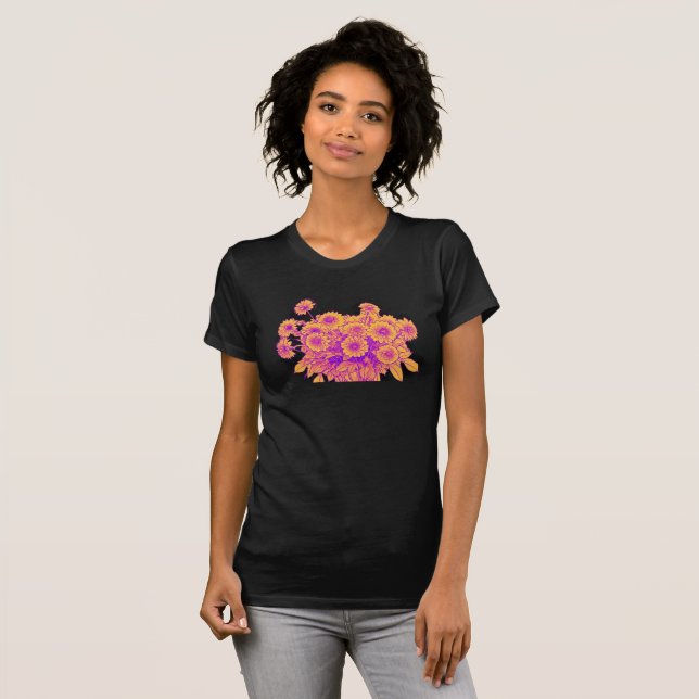 Camiseta Ramo Flor de Oro - Estilo Arte de Hilo (Anverso completo)