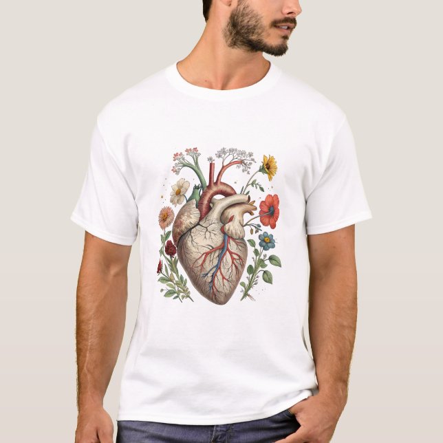 Camiseta Ramo Floral Corazón Anatómico (Anverso)