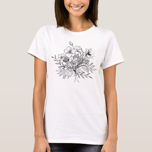 Camiseta Ramo Floral Minimalista (Anverso)