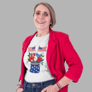 Camiseta Ramo Floral Patriótico de la Bandera Americana