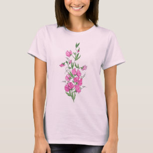 Camiseta Ramo rosa de flores de guisantes dulces