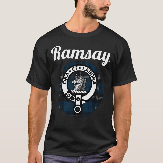 Camiseta Ramsay Clan Scottish Nombre Escudo De Armas Tartán (Anverso)