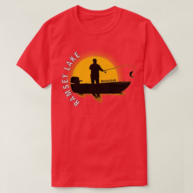 Camiseta Ramsey Lake Fishing Michigan Sunrise (Diseño del anverso)