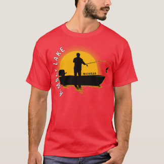Camiseta Ramsey Lake Fishing Michigan Sunrise