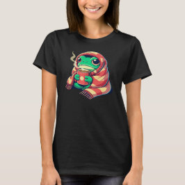 Camiseta Rana acogedora Kawaii con arte de manta cálida y b