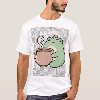 Camiseta Rana acogedora y linda con ilustración Kawaii de c