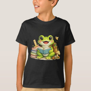 Camiseta Rana Adorable Leyendo - De Vuelta Al Colegio