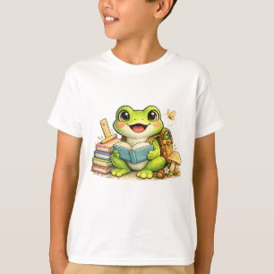 Camiseta Rana Adorable Leyendo - De Vuelta Al Colegio