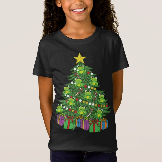 Camiseta Rana Árbol de Navidad Cute Rana Ornamentos Mascota (Anverso)