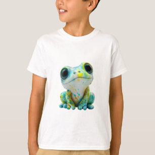 Camiseta Rana Arbórea de Pintura Salpicada Azul y Amarillo