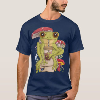 Camiseta Rana Boba Bubble Tea Mushroom Cottagecor estético