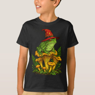 Camiseta Rana bruja sentada en hongos Halloween magia