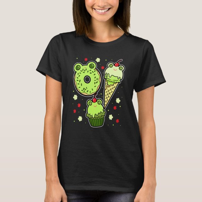 Camiseta Rana Cara Toad Anfibio Froggy Donut Ice Cream Cu (Anverso)