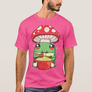 Camiseta Rana Comer Noodales De Ramen Con Hongo Kawaii Por