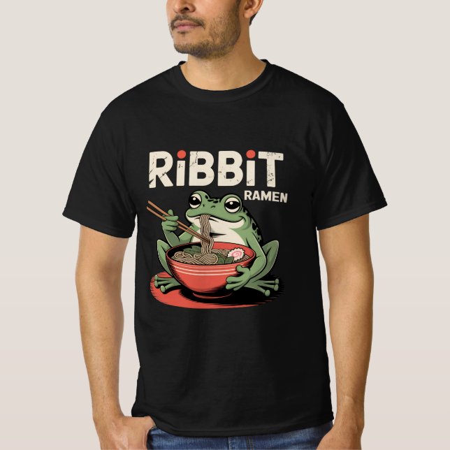 Camiseta Rana Comer Ramen Cinta divertida Ramen (Anverso)